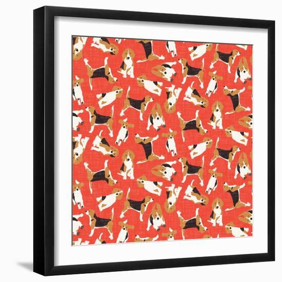 Beagle Scatter (Variant 2)-Sharon Turner-Framed Art Print