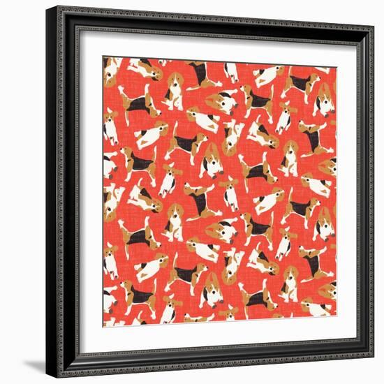 Beagle Scatter (Variant 2)-Sharon Turner-Framed Art Print