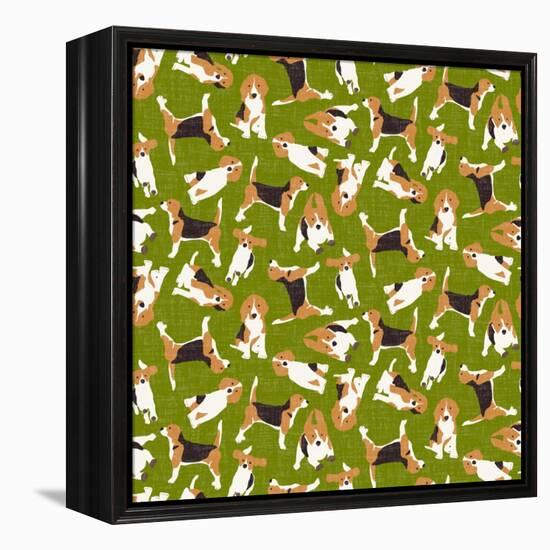 Beagle Scatter (Variant 3)-Sharon Turner-Framed Stretched Canvas