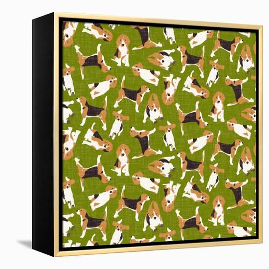 Beagle Scatter (Variant 3)-Sharon Turner-Framed Stretched Canvas