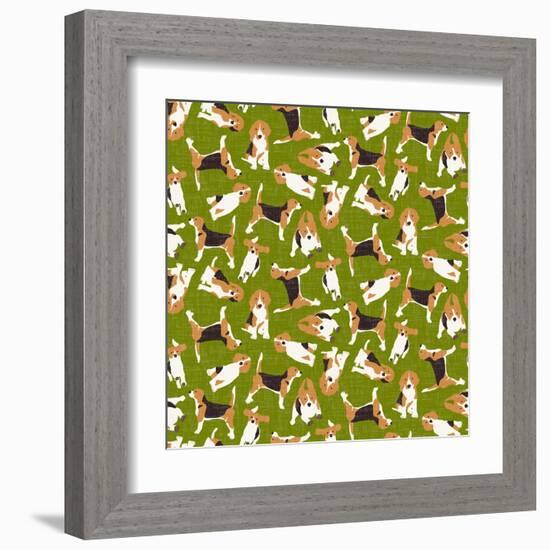 Beagle Scatter (Variant 3)-Sharon Turner-Framed Art Print