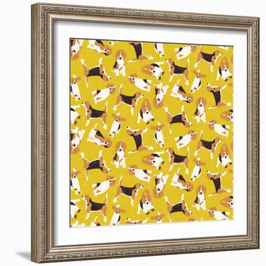 Beagle Scatter Yellow-Sharon Turner-Framed Art Print