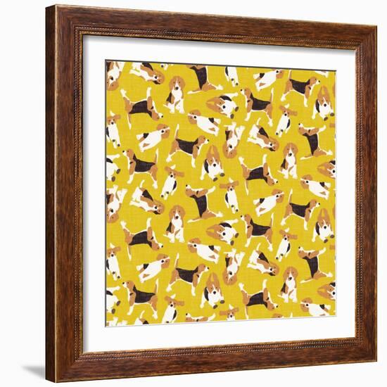 Beagle Scatter Yellow-Sharon Turner-Framed Art Print