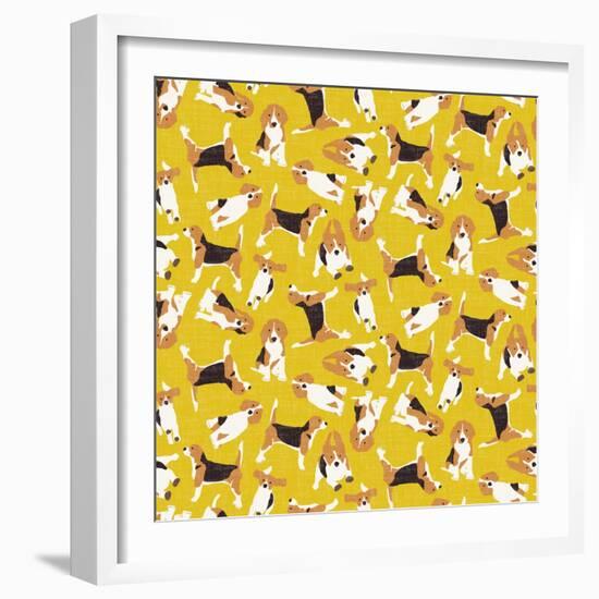 Beagle Scatter Yellow-Sharon Turner-Framed Art Print