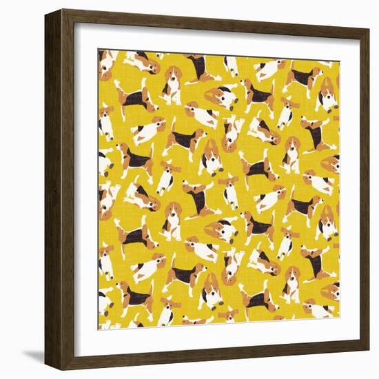 Beagle Scatter Yellow-Sharon Turner-Framed Premium Giclee Print