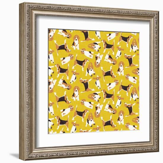 Beagle Scatter Yellow-Sharon Turner-Framed Art Print