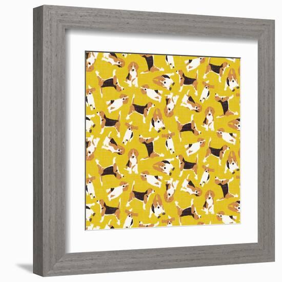 Beagle Scatter Yellow-Sharon Turner-Framed Art Print