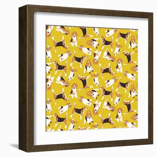 Beagle Scatter Yellow-Sharon Turner-Framed Art Print