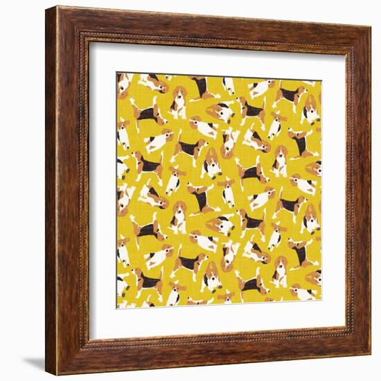 Beagle Scatter Yellow-Sharon Turner-Framed Art Print