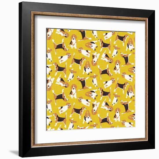 Beagle Scatter Yellow-Sharon Turner-Framed Art Print