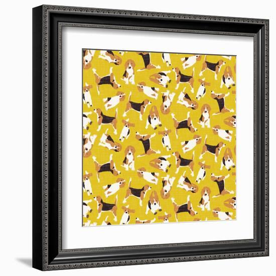 Beagle Scatter Yellow-Sharon Turner-Framed Art Print