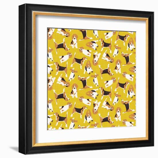 Beagle Scatter Yellow-Sharon Turner-Framed Art Print