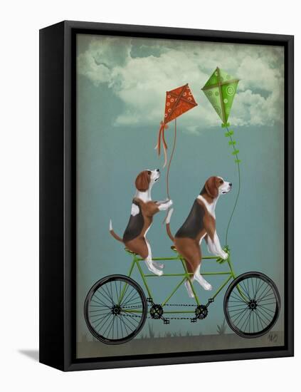 Beagle Tandem-Fab Funky-Framed Stretched Canvas