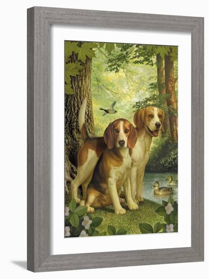 Beagles and Duck-Dan Craig-Framed Giclee Print