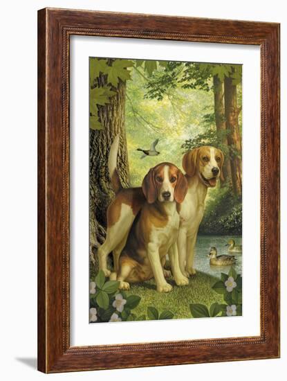 Beagles and Duck-Dan Craig-Framed Giclee Print