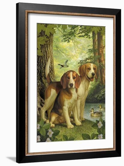 Beagles and Duck-Dan Craig-Framed Giclee Print