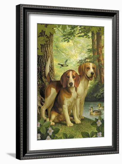 Beagles and Duck-Dan Craig-Framed Giclee Print