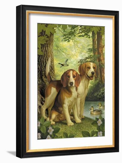 Beagles and Duck-Dan Craig-Framed Giclee Print