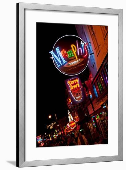 Beale Street at Night in Memphis Tennessee-null-Framed Photographic Print