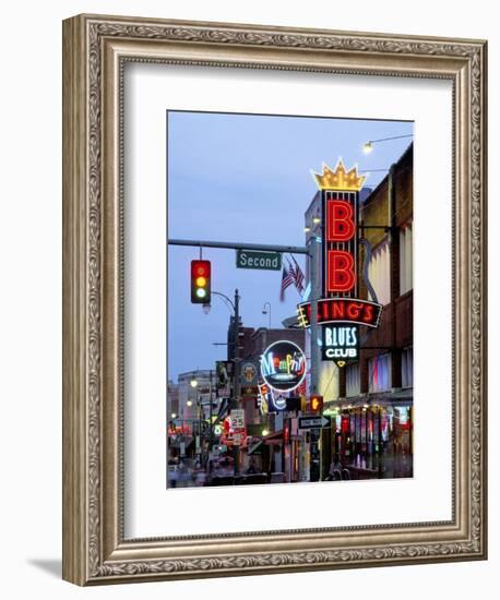 Beale Street at Night, Memphis, Tennessee, USA-Gavin Hellier-Framed Photographic Print