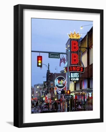 Beale Street at Night, Memphis, Tennessee, USA-Gavin Hellier-Framed Photographic Print