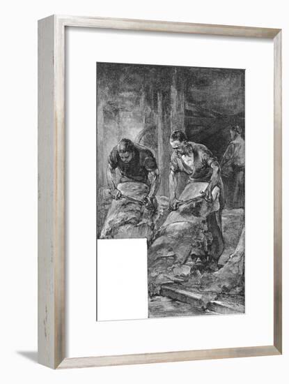 Beaming hides for production of shoe leather, 1885. Artist: Unknown-Unknown-Framed Giclee Print