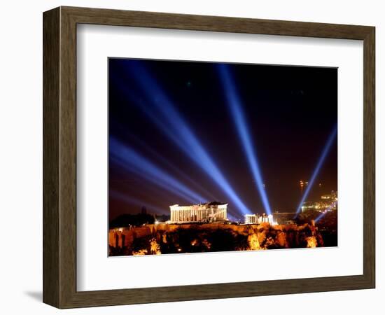 Beams of Light Illminate the Ancient Acropolis-null-Framed Photographic Print