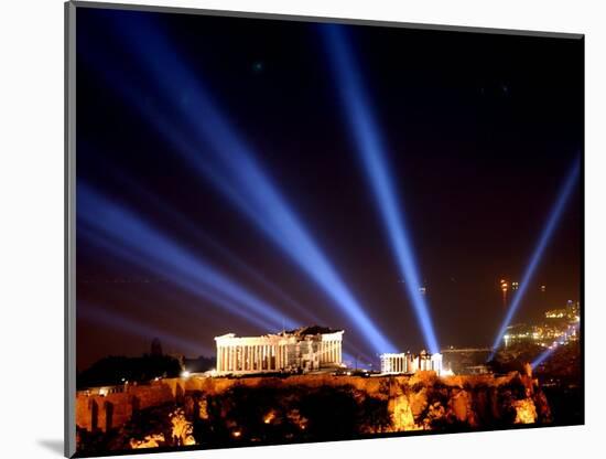 Beams of Light Illminate the Ancient Acropolis-null-Mounted Photographic Print