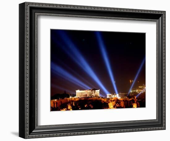 Beams of Light Illminate the Ancient Acropolis-null-Framed Photographic Print