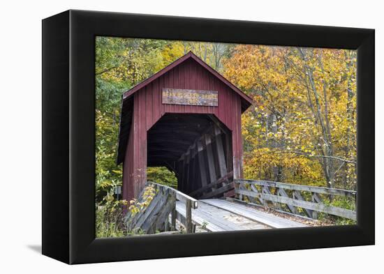 Bean Blossom Covered Bridge in Brown County, Indiana, USA-Chuck Haney-Framed Premier Image Canvas
