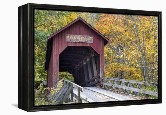 Bean Blossom Covered Bridge in Brown County, Indiana, USA-Chuck Haney-Framed Premier Image Canvas