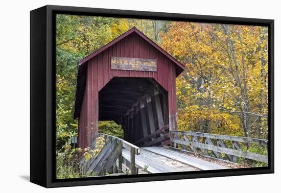 Bean Blossom Covered Bridge in Brown County, Indiana, USA-Chuck Haney-Framed Premier Image Canvas