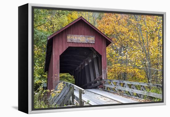 Bean Blossom Covered Bridge in Brown County, Indiana, USA-Chuck Haney-Framed Premier Image Canvas