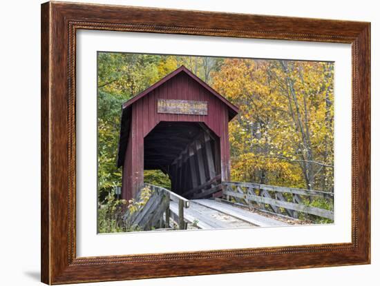 Bean Blossom Covered Bridge in Brown County, Indiana, USA-Chuck Haney-Framed Photographic Print