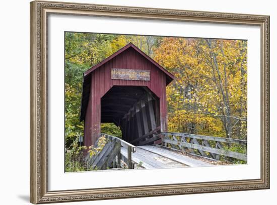 Bean Blossom Covered Bridge in Brown County, Indiana, USA-Chuck Haney-Framed Photographic Print