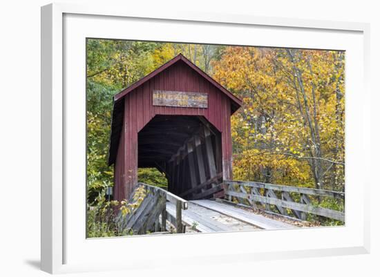 Bean Blossom Covered Bridge in Brown County, Indiana, USA-Chuck Haney-Framed Photographic Print