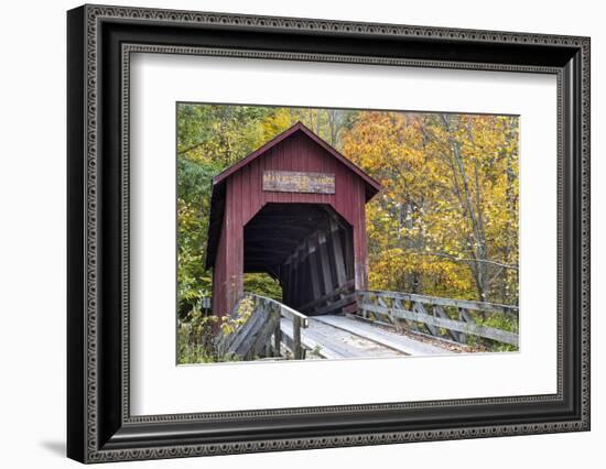 Bean Blossom Covered Bridge in Brown County, Indiana, USA-Chuck Haney-Framed Photographic Print