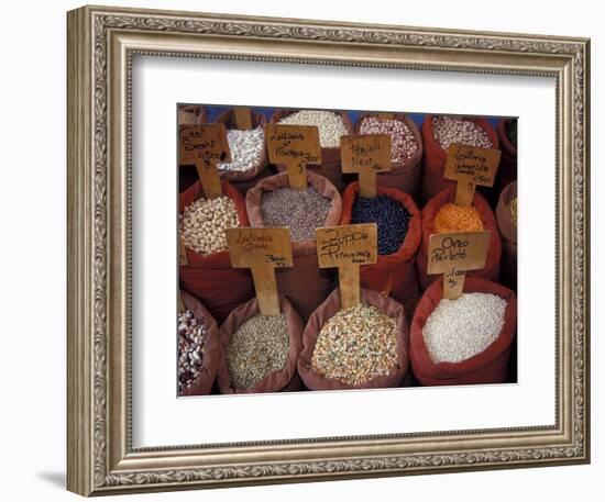 Beans and Grain at Market in Campo de' Fiori, Rome, Italy-Merrill Images-Framed Photographic Print