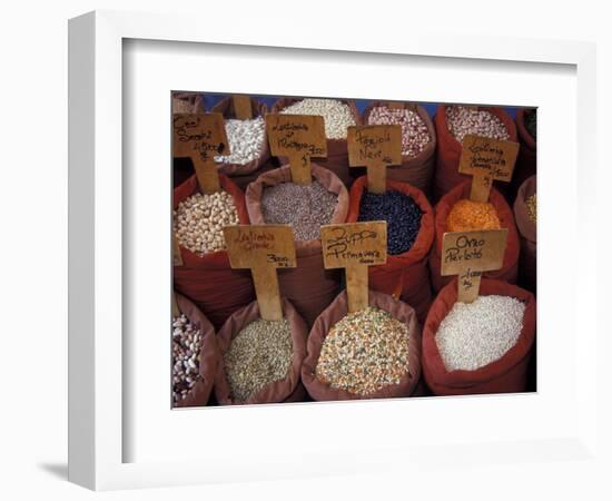 Beans and Grain at Market in Campo de' Fiori, Rome, Italy-Merrill Images-Framed Photographic Print