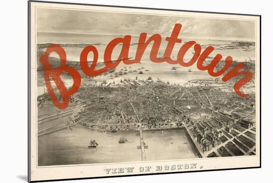 Beantown - 1870, Boston Bird's Eye View on July 4th, Massachusetts, United States Map-null-Mounted Giclee Print