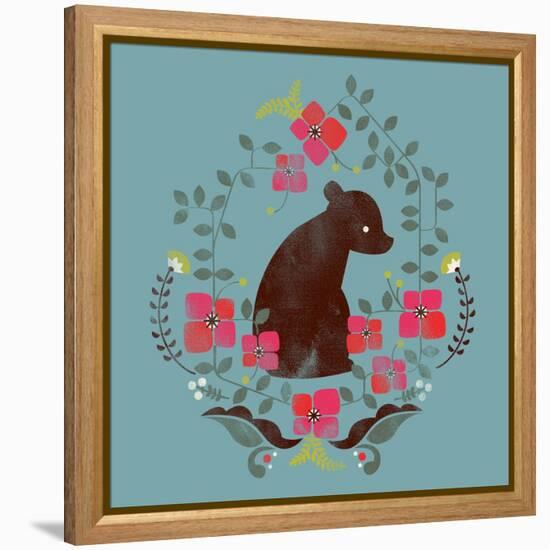 Bear and Flowers-null-Framed Premier Image Canvas