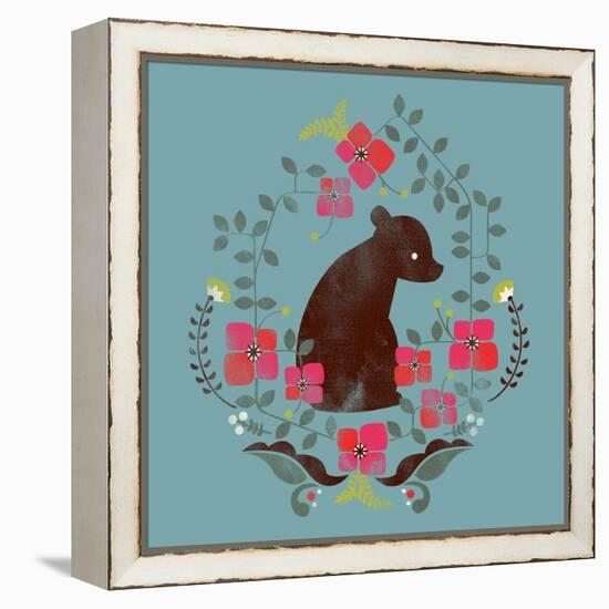 Bear and Flowers-null-Framed Premier Image Canvas