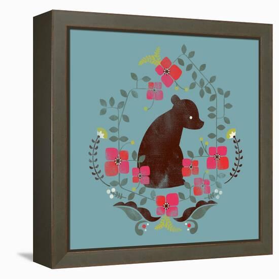 Bear and Flowers-null-Framed Premier Image Canvas