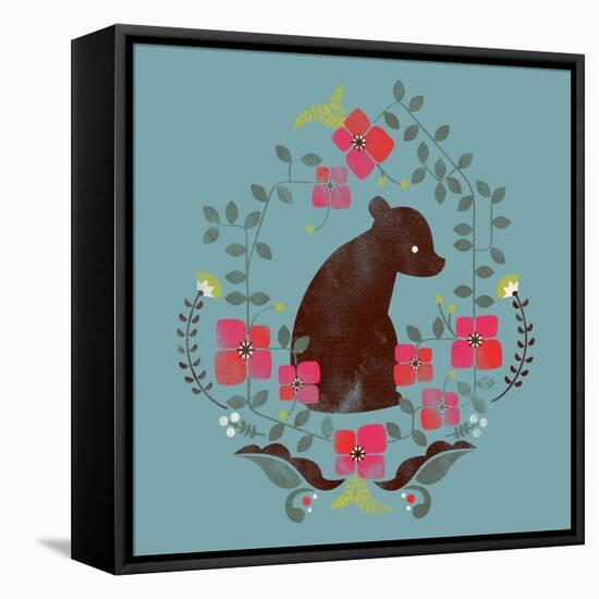 Bear and Flowers-null-Framed Premier Image Canvas