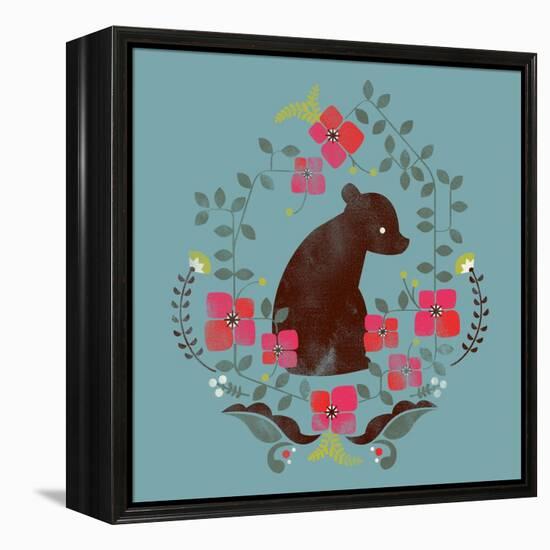 Bear and Flowers-null-Framed Premier Image Canvas