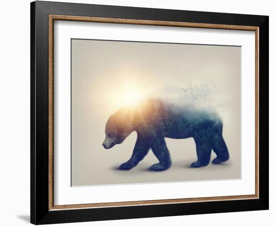 Bear and forest-Elena Schweitzer-Framed Art Print