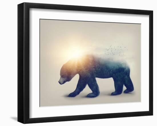 Bear and forest-Elena Schweitzer-Framed Art Print