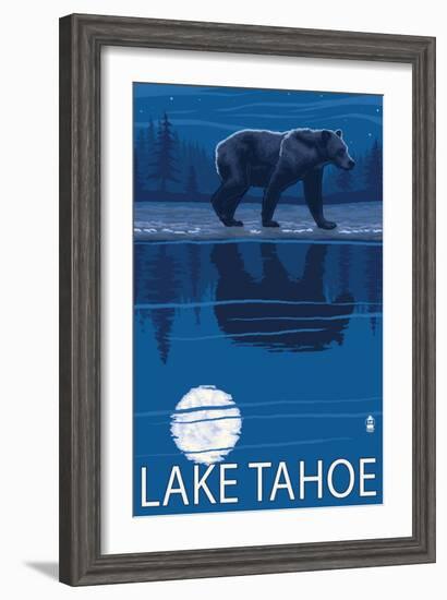 Bear at Night - Lake Tahoe, California-Lantern Press-Framed Art Print