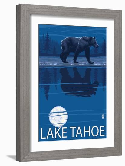 Bear at Night - Lake Tahoe, California-Lantern Press-Framed Art Print