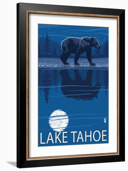 Bear at Night - Lake Tahoe, California-Lantern Press-Framed Art Print